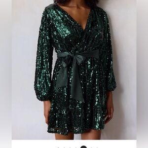 Gorgeous forest green sequin dress worn once! Amazing deal!